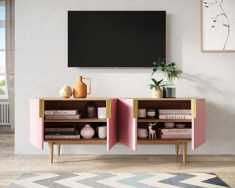 Комод под TV с четыремя дверками "Line" LN06/GR1/pink