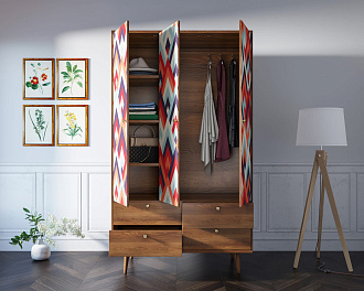 Шкаф трехстворчатый "Berber" принт 2 арт BB02/Print_02