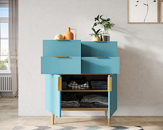 Большой комод с четырьмя ящиками и дверками "Line" LN17/GR1/blue