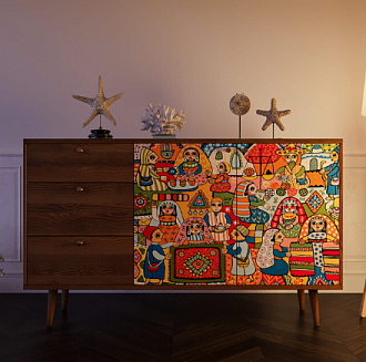 Комод "Berber" с двумя дверками и ящиками 1 принт арт BB05/Print_01