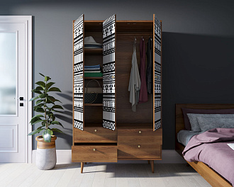 Шкаф трехстворчатый "Berber" принт 19 арт BB02/Print_19