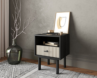 Тумбочка с нижним ящиком "Emerson" арт EM17/milky/L