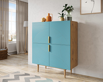 Большой комод с четырьмя дверками "Line" LN03/GR1/blue