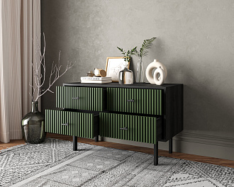 Комод с четырьмя ящиками "Emerson" арт EM05/green/L