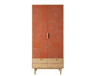 Шкаф двухстворчатый  с ящиками "Line" R26/red