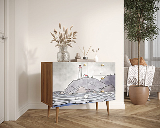 Комод "Berber" три ящика и дверка арт BB34/Print_51