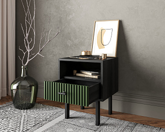 Тумбочка с нижним ящиком "Emerson" арт EM17/green/L