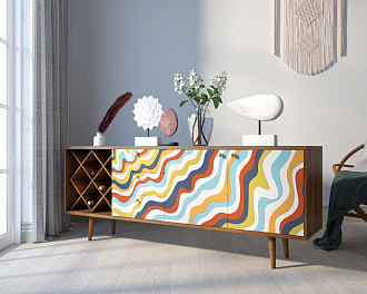 Комод "Berber" удлиненный с бутылочницей принт 21 арт BB15/Print_21