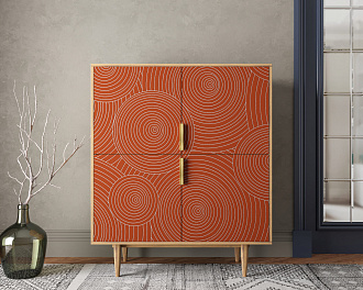 Большой комод с четырьмя дверками "Line" R19/red