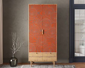 Шкаф двухстворчатый  с ящиками "Line" R26/red