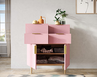 Большой комод с четырьмя ящиками и дверками "Line" LN17/GR1/pink
