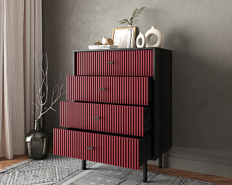 Комод вертикальный с четырьмя ящиками "Emerson" арт EM18/red/L