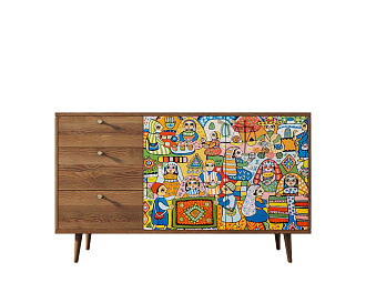 Комод "Berber" с двумя дверками и ящиками 1 принт арт BB05/Print_01