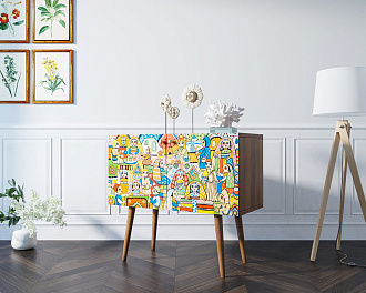 Комод на высоких ножках "Berber" малый 1 принт арт BB13/Print_01