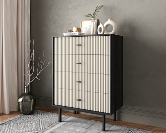 Комод вертикальный с четырьмя ящиками "Emerson" арт EM18/milky/L