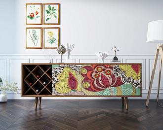 Комод "Berber" удлиненный с бутылочницей 6 принт арт BB15/Print_06
