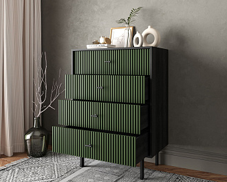 Комод вертикальный с четырьмя ящиками "Emerson" арт EM18/green/L