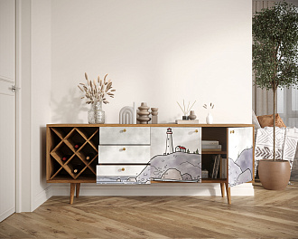 Комод "Berber" удлиненный с бутылочницей арт BB15/Print_51