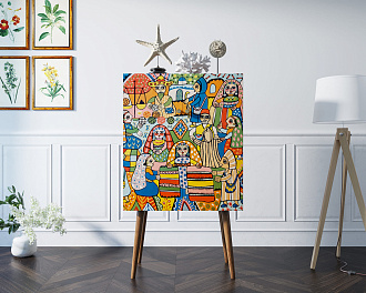 Комод на высоких ножках "Berber" принт 1 арт BB09/Print_01