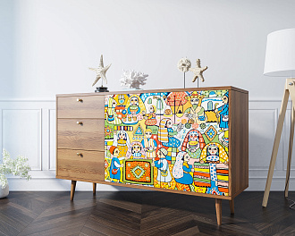 Комод "Berber" с двумя дверками и ящиками 1 принт арт BB05/Print_01