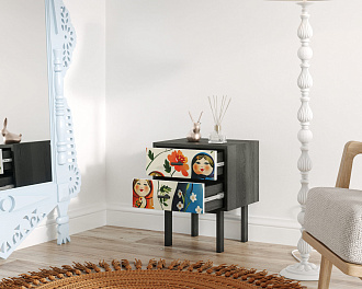 Тумбочка с двумя ящиками "Emerson" Матрешки арт EM16/Art04