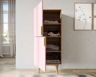 Вертикальный комод с двумя дверками "Line" LN05/GR1/pink