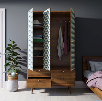 Шкаф трехстворчатый "Berber" принт 13 арт BB02/Print_13